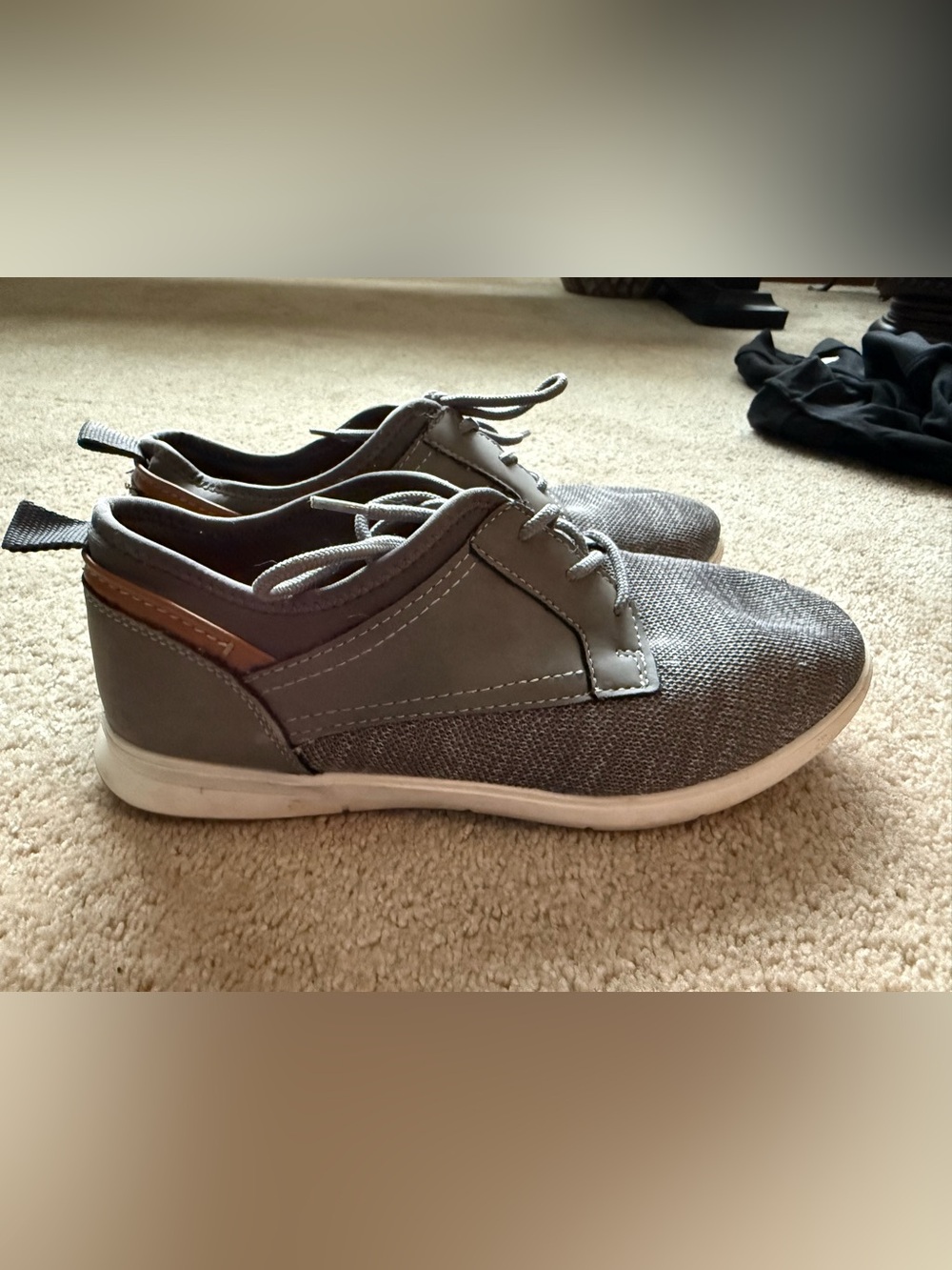 Kids Gray Lace-Up Casual Sneakers